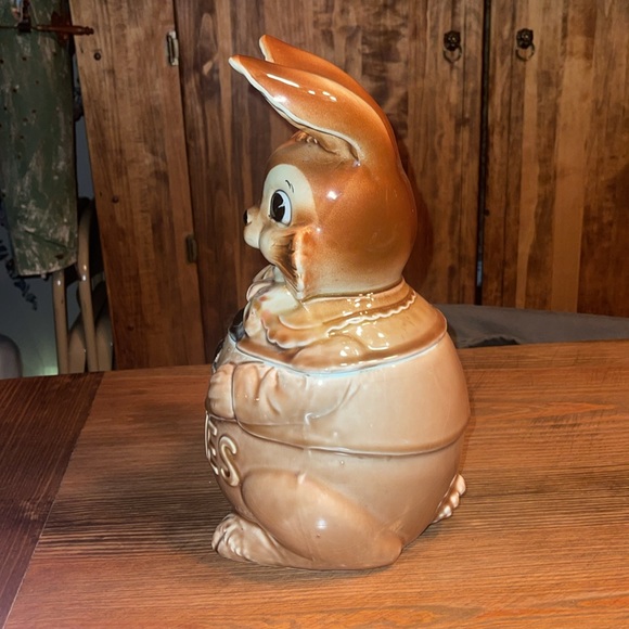 VINTAGE ROYAL SEALY JAPAN PETER RABBIT EASTER BUNNY COOKIE JAR BROWN - Picture 6 of 13